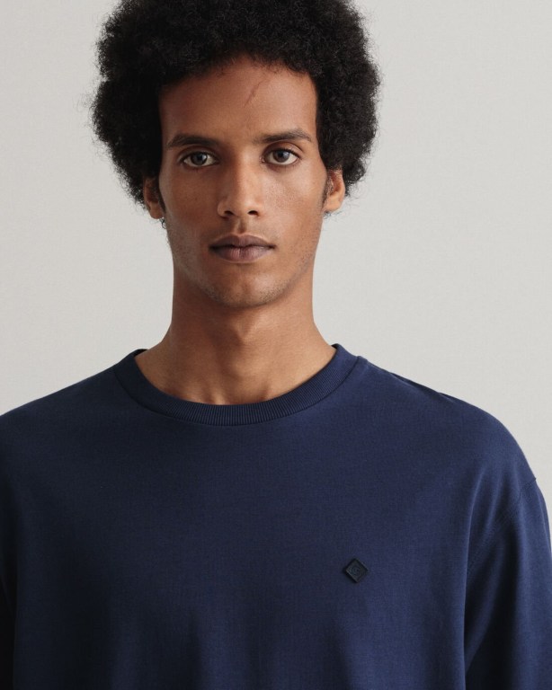 Gant Icon G Essential Men's T-shirts Blue | KQkj4TW74ZD