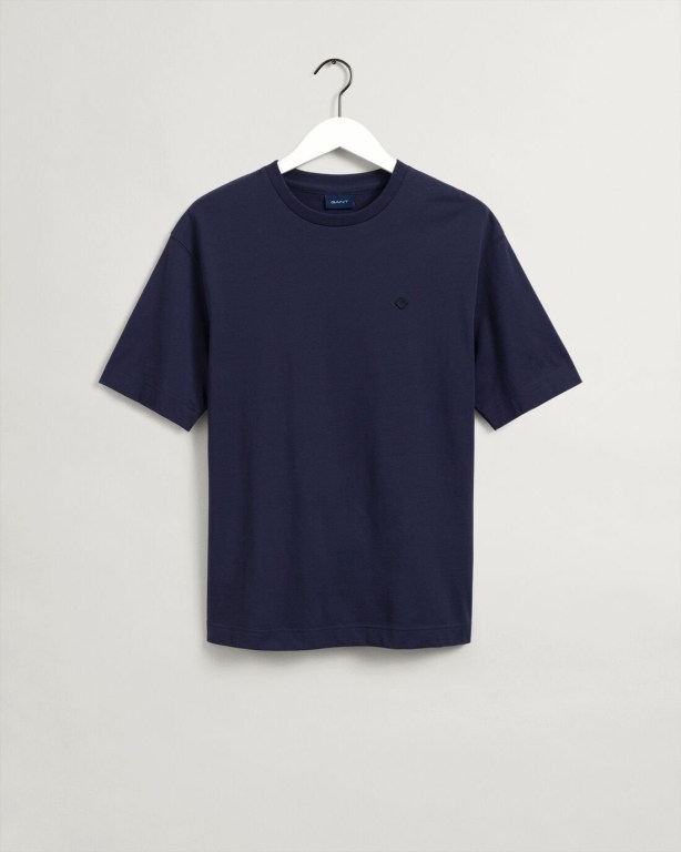 Gant Icon G Essential Men's T-shirts Blue | KQkj4TW74ZD