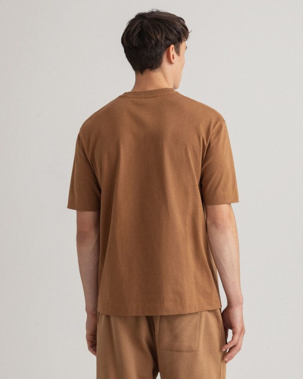 Gant Icon G Essential Men's T-shirts Brown | cuoIyL1bFsa