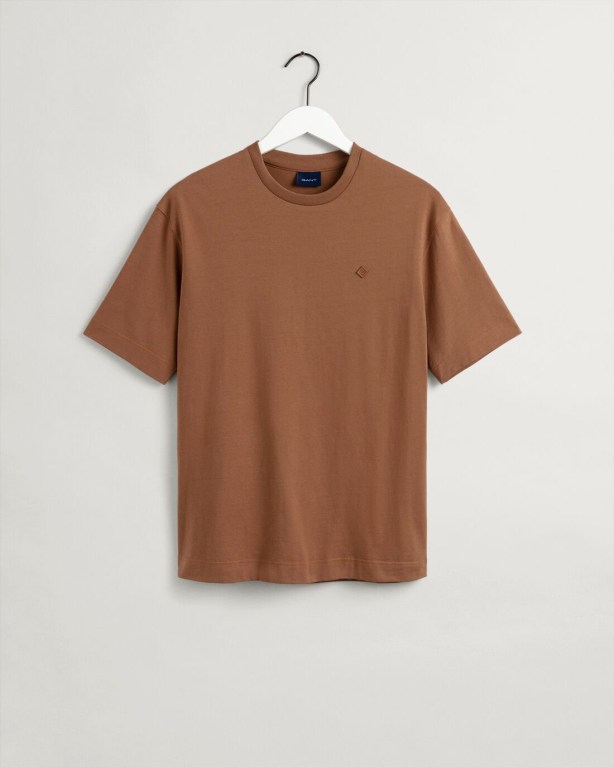 Gant Icon G Essential Men's T-shirts Brown | cuoIyL1bFsa