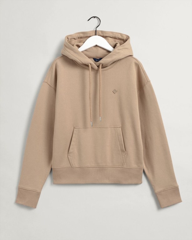 Gant Icon G Essential Women's Hoodies Dark Khaki | 9h3mriFEd4h