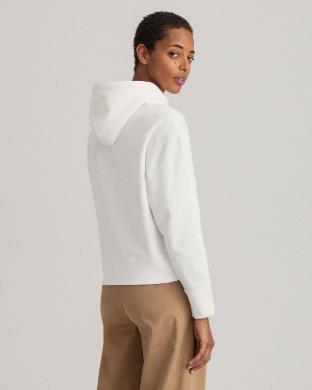 Gant Icon G Essential Women's Hoodies White | Rjp6O0NF45a