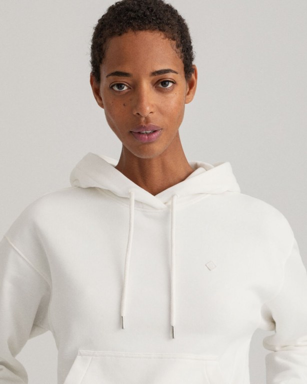 Gant Icon G Essential Women's Hoodies White | Rjp6O0NF45a