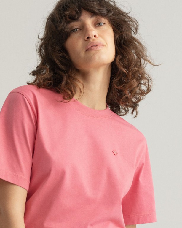 Gant Icon G Essential Women's T-shirts Rose | tlxvEMl8Zfr