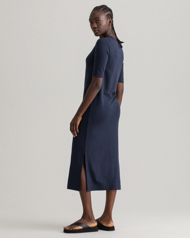 Gant Icon G Jersey Women's Dresses Blue | Hh7cVtgmXPp