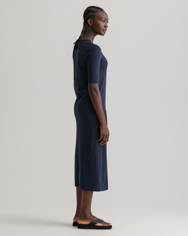 Gant Icon G Jersey Women's Dresses Blue | Hh7cVtgmXPp