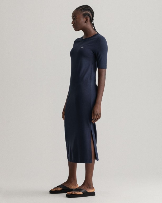 Gant Icon G Jersey Women's Dresses Blue | Hh7cVtgmXPp