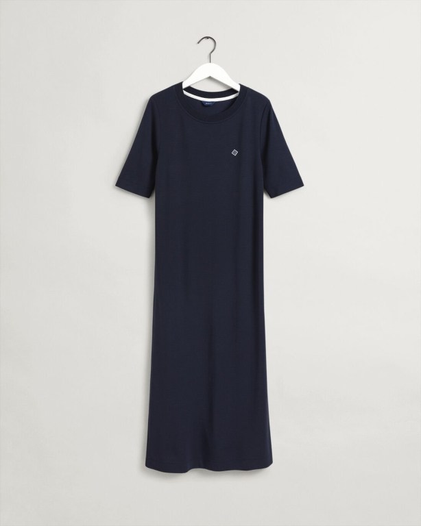 Gant Icon G Jersey Women's Dresses Blue | Hh7cVtgmXPp