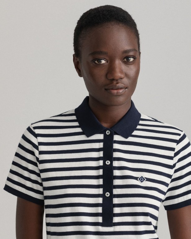 Gant Icon G Stripe Women's Polos Blue | dItJfSYlVk9