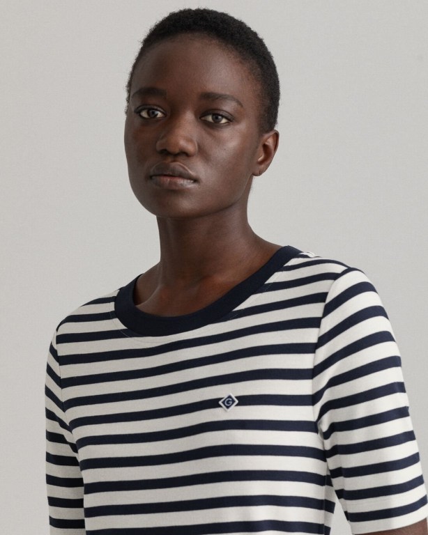 Gant Icon G Striped Jersey Women's Dresses Blue | 2IH6FISk3C4