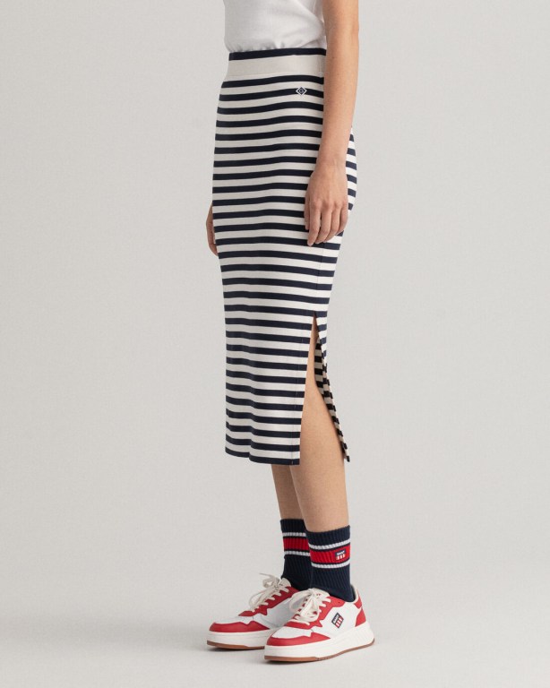 Gant Icon G Striped Jersey Women's Skirts Blue | 4Z8VXkM11nK