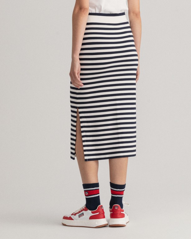 Gant Icon G Striped Jersey Women's Skirts Blue | 4Z8VXkM11nK