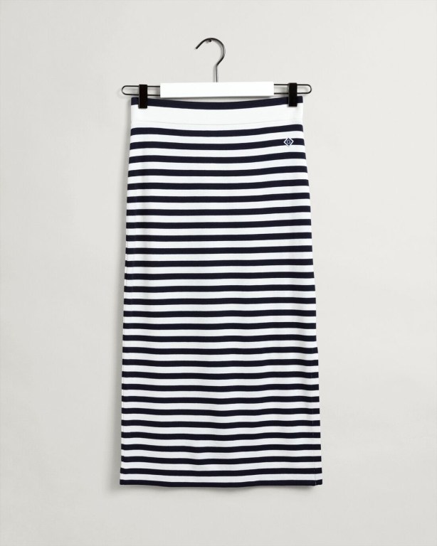 Gant Icon G Striped Jersey Women's Skirts Blue | 4Z8VXkM11nK