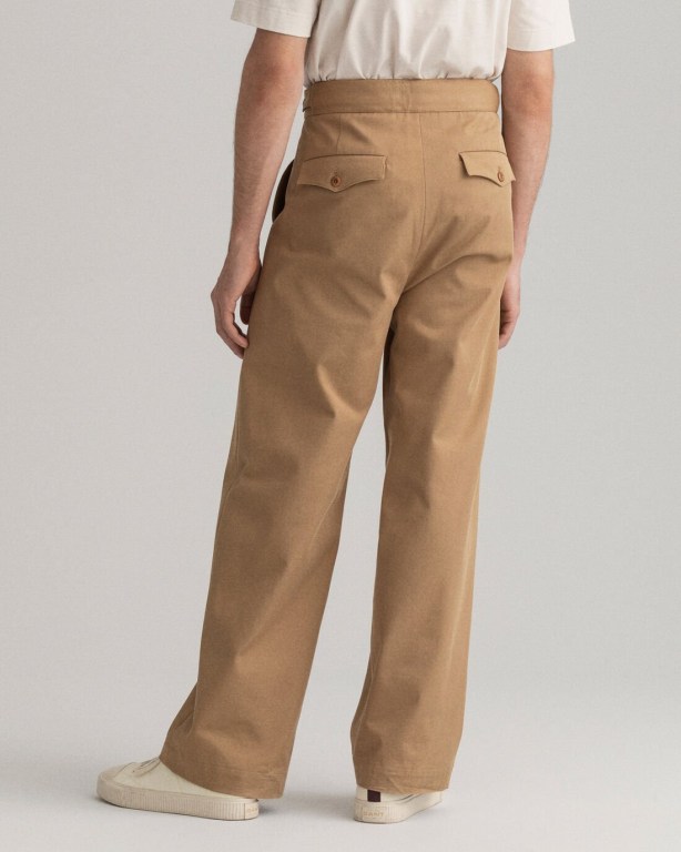 Gant Ike Twill Men's Pants Beige | R2lZNvAkypK