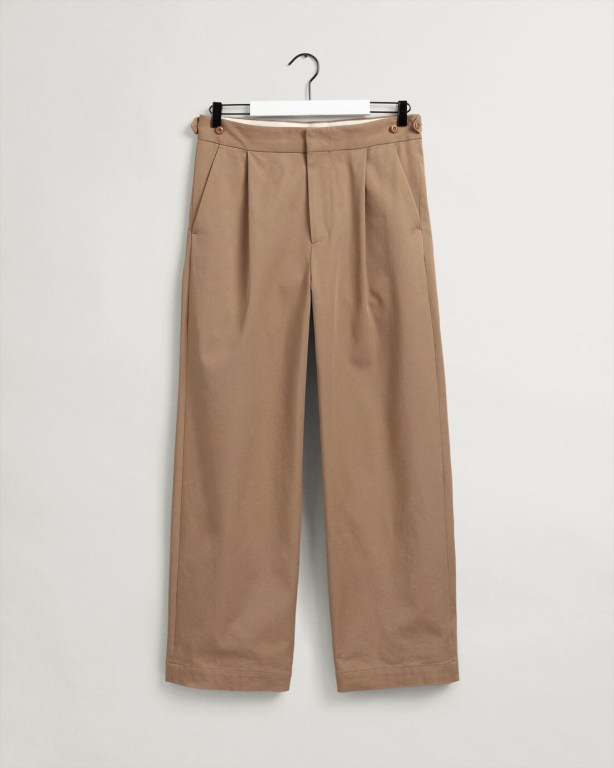 Gant Ike Twill Men's Pants Beige | R2lZNvAkypK