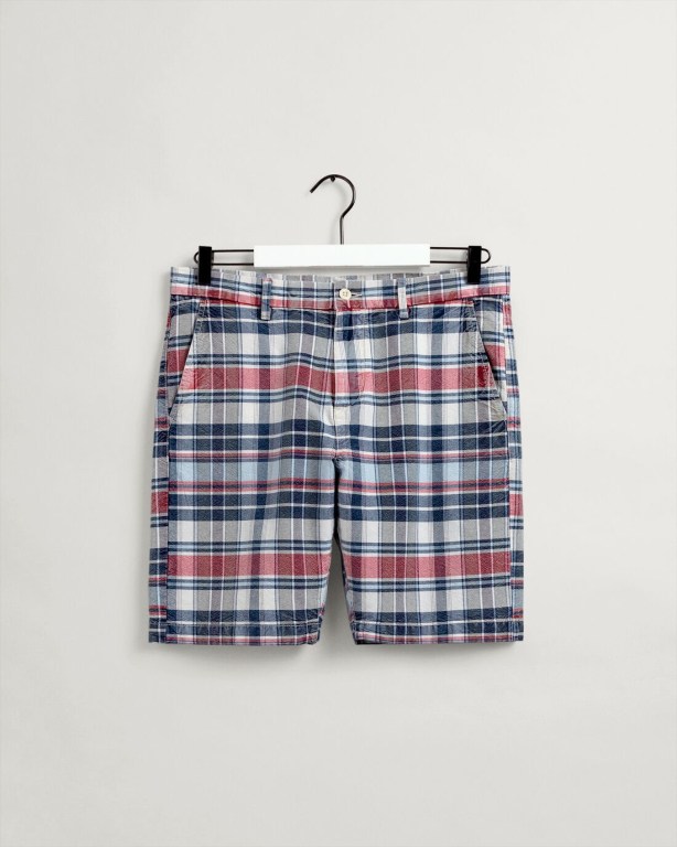 Gant Indian Madras Men's Shorts Blue | c9Rw772CHzF