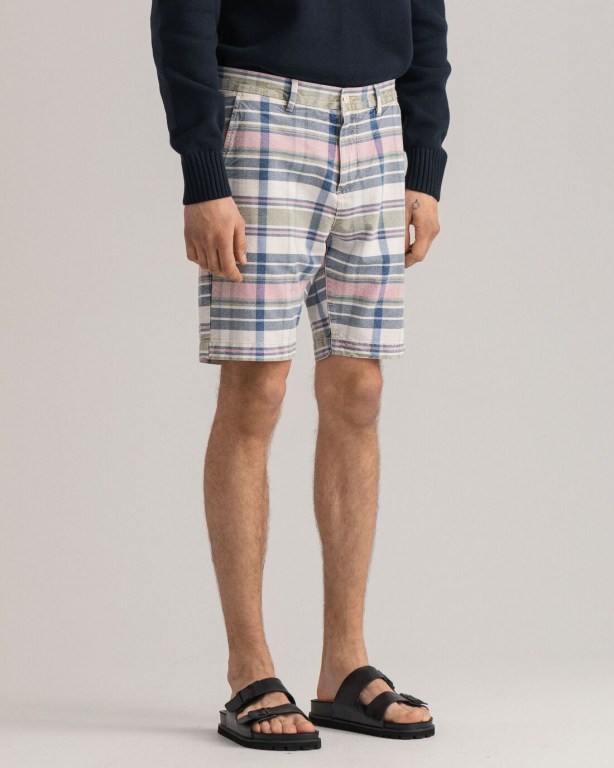 Gant Indian Madras Men's Shorts Pink | qvNpFXIzsWL