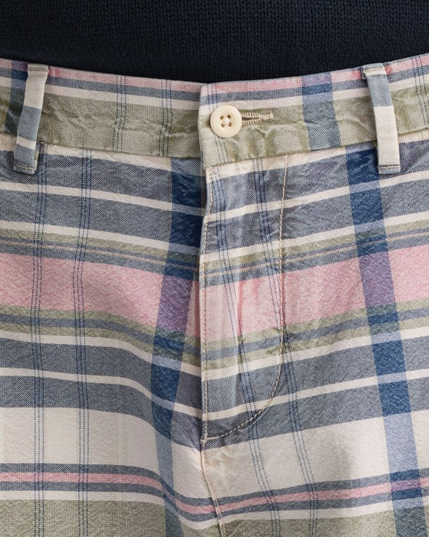 Gant Indian Madras Men's Shorts Pink | qvNpFXIzsWL