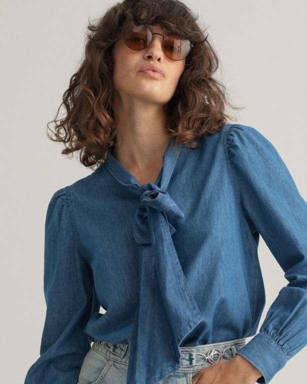 Gant Indigo Bow Women's Shirts Indigo | yFw1Md8iSXa