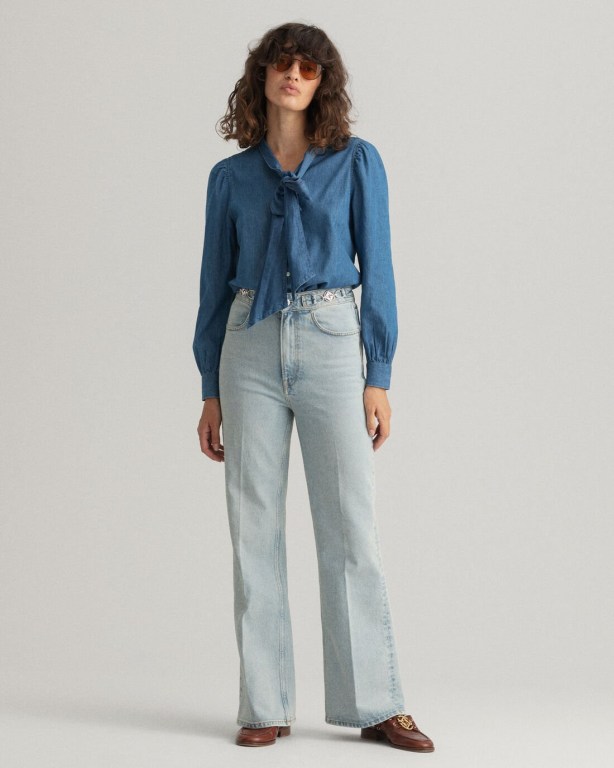 Gant Indigo Bow Women's Shirts Indigo | yFw1Md8iSXa