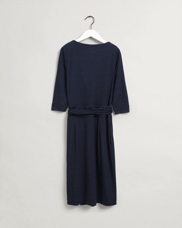 Gant Jersey Wrap Women's Dresses Blue | 2RJtzyDIsWg