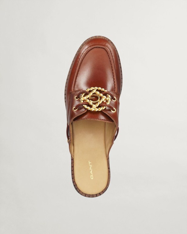 Gant Kennedi Leather Mules Women's Casual Shoes Brown | R4P1djupZRK