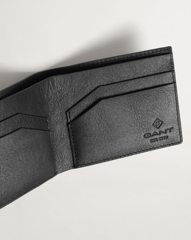 Gant Leather Wallet Men's Bags Black | RaAgi4MDVRe