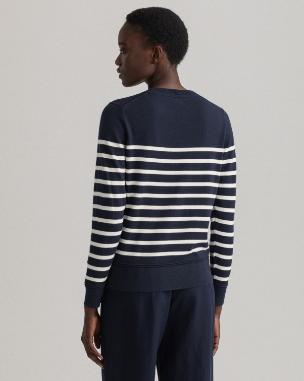 Gant Light Cotton Breton Crew Neck Women's Crew Neck Jumpers Blue | ebKRhHemlxj