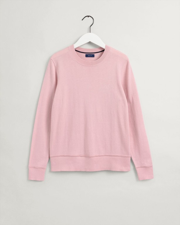 Gant Light Cotton Crew Neck Women's Crew Neck Jumpers Pink | exIY9PDkFkW