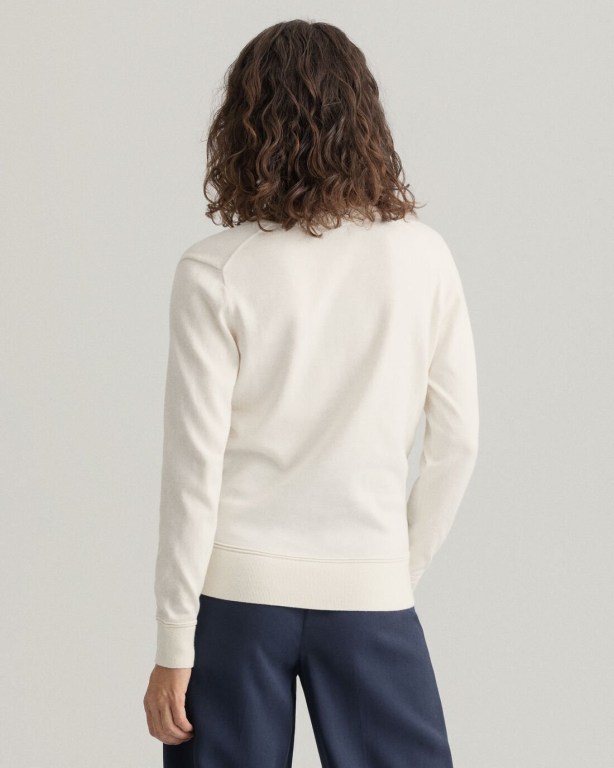 Gant Light Cotton Women's V-neck Jumpers White | uxZOsdSjgfl