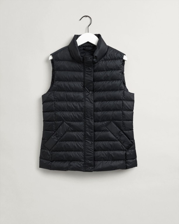 Gant Light Down Gilet Women\'s Coats Black | FWwyJCBS1dw