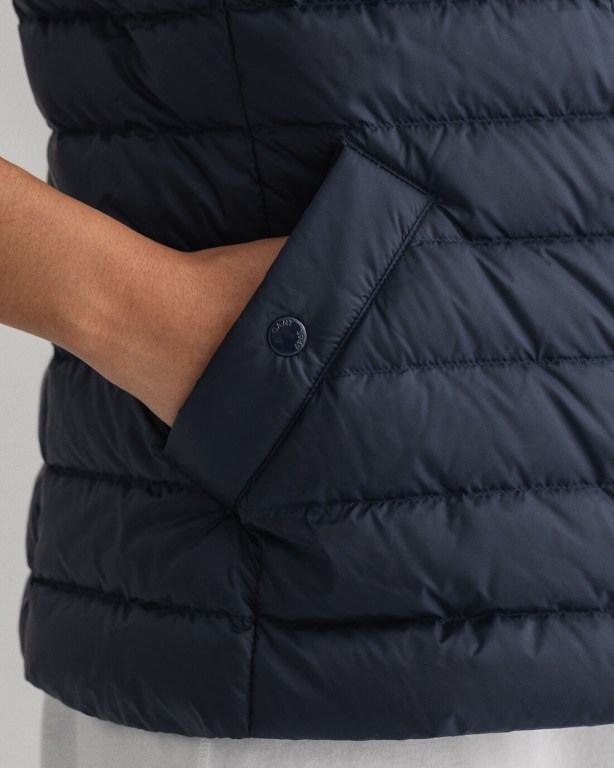 Gant Light Down Gilet Women's Coats Blue | UlLrvi7yiRu