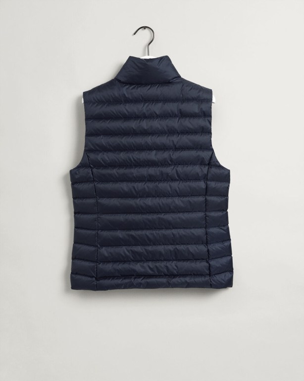 Gant Light Down Gilet Women's Coats Blue | UlLrvi7yiRu