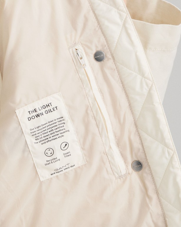 Gant Light Down Gilet Women's Coats Cream | 28Fb6ZrBDbA