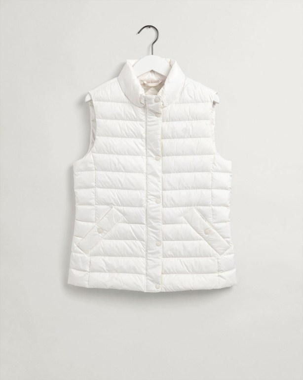 Gant Light Down Gilet Women's Coats Cream | 28Fb6ZrBDbA