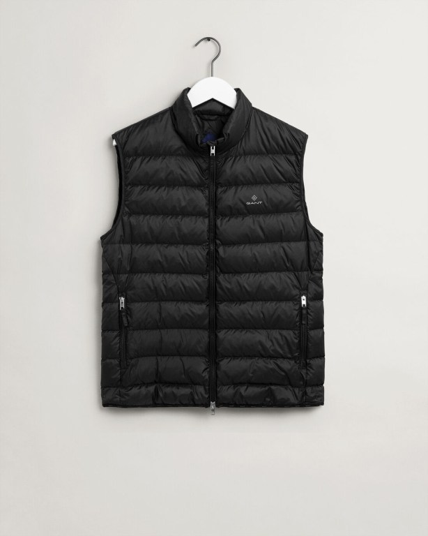 Gant Light Down Men's Gilets Black | 4EAGjnOlJoG