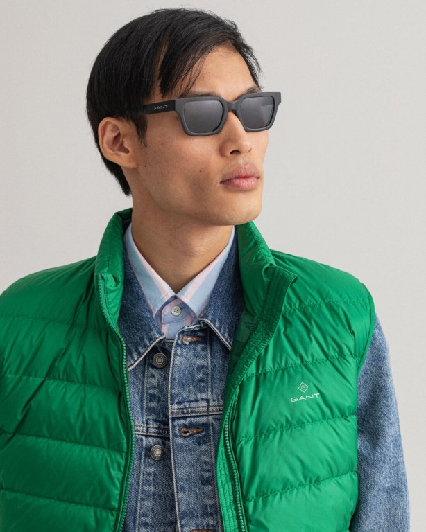 Gant Light Down Men's Gilets Green | Wh5hbCdl3WK