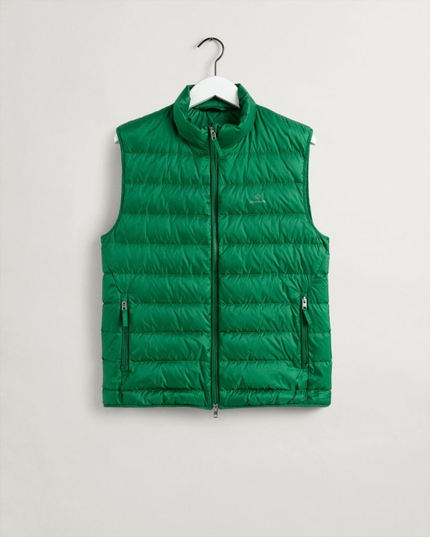 Gant Light Down Men's Gilets Green | Wh5hbCdl3WK