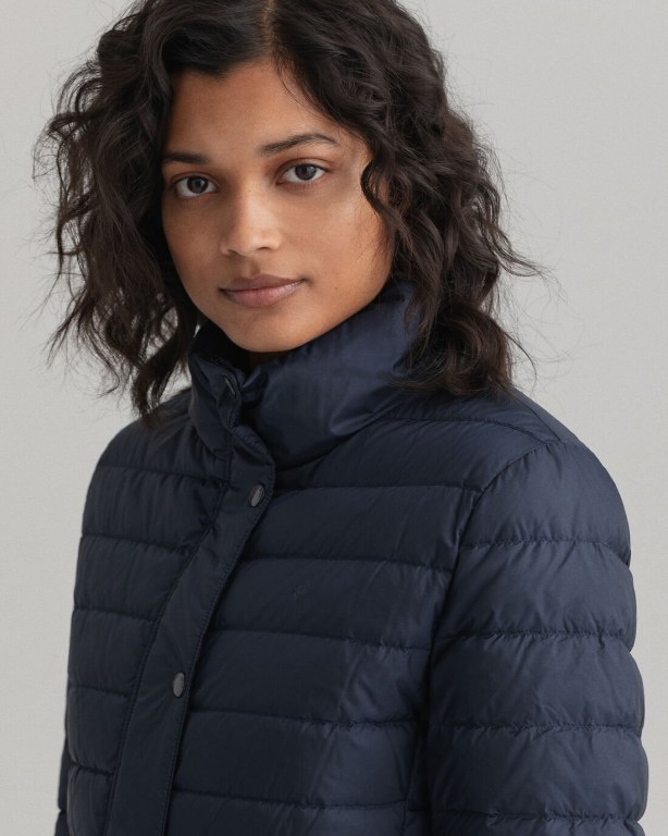 Gant Light Down Women's Jackets Blue | WSPXXi0sHQe