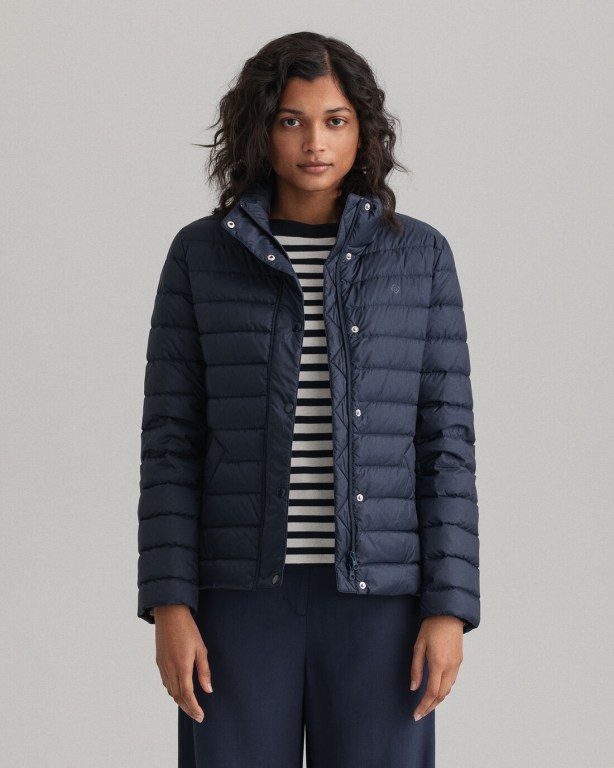 Gant Light Down Women\'s Jackets Blue | WSPXXi0sHQe