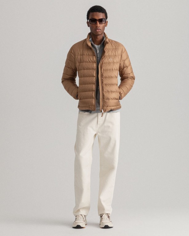 Gant Light Men's Down Jackets Brown | HsOoHJEJqMK