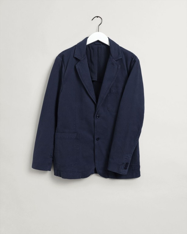 Gant Lightweight Canvas Men's Blazers Dark Blue | KStHS2qWb2Z