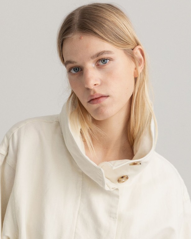 Gant Linen Blend Belted Women's Jackets Cream | hQWuj0qIiIB