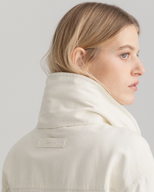 Gant Linen Blend Belted Women's Jackets Cream | hQWuj0qIiIB