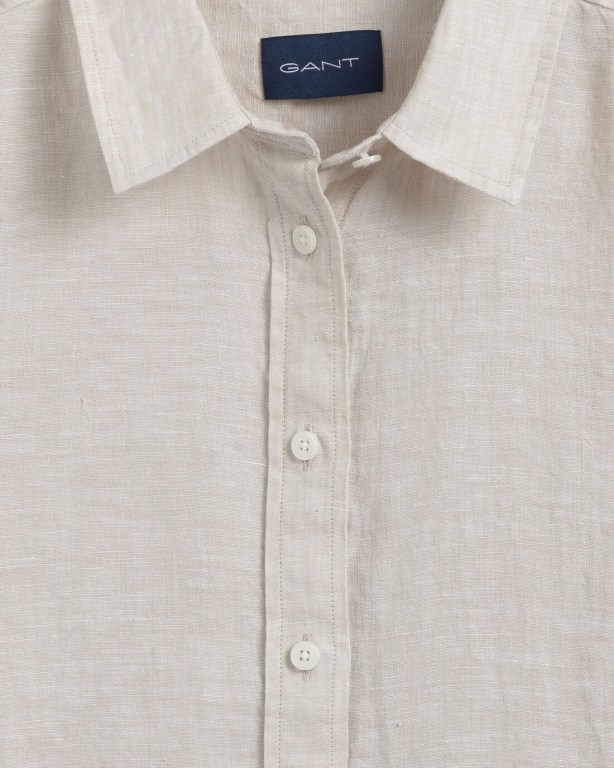 Gant Linen Chambray Women's Shirts Beige | FFSyjB2t4Fq