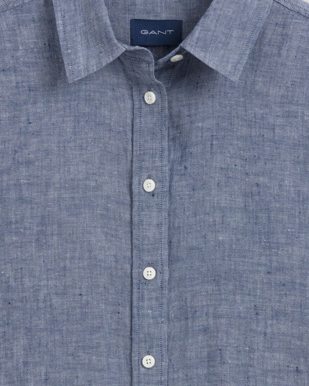 Gant Linen Chambray Women's Shirts Blue | oCaebucdxS6