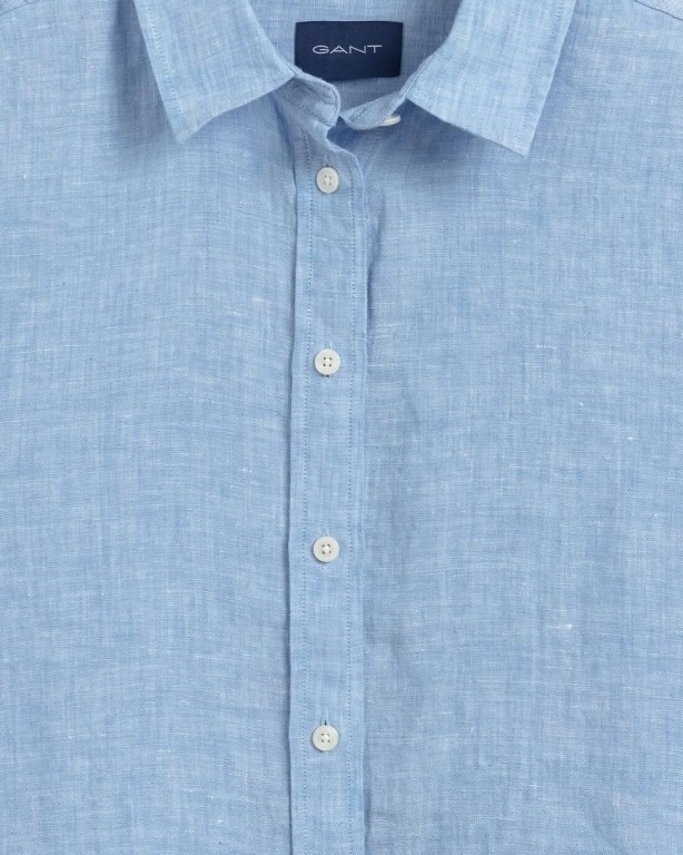 Gant Linen Chambray Women's Shirts Silver Blue | epZMfWunOaM