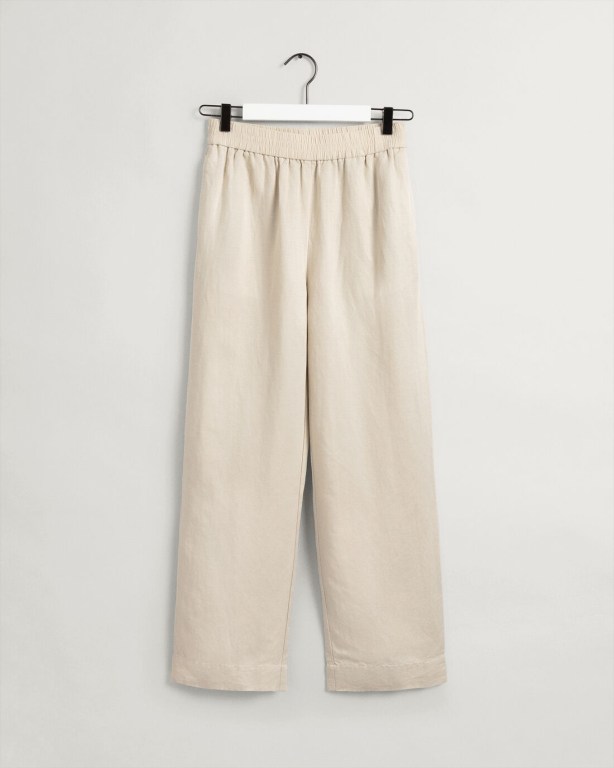 Gant Linen Viscose Pull-On Women's Pants Beige | S02jN469Yt2