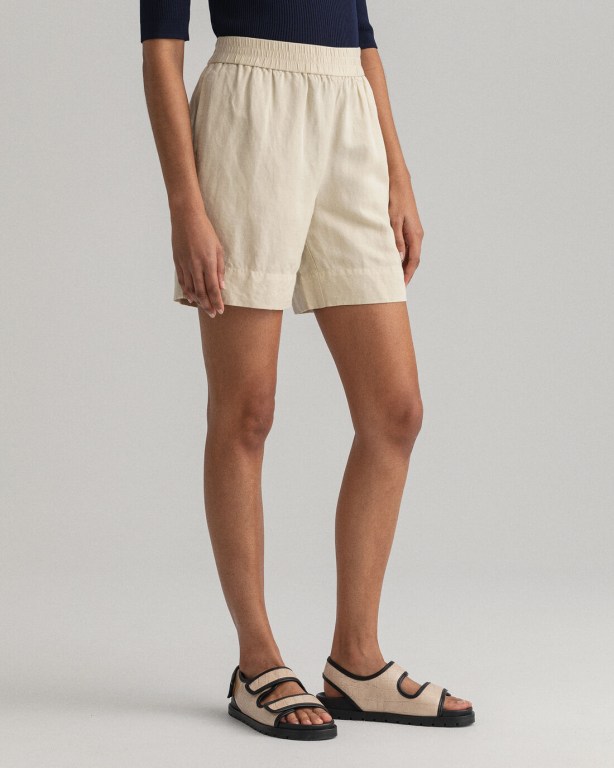 Gant Linen Viscose Pull-On Women's Shorts Beige | MDEO4uk0Sjo