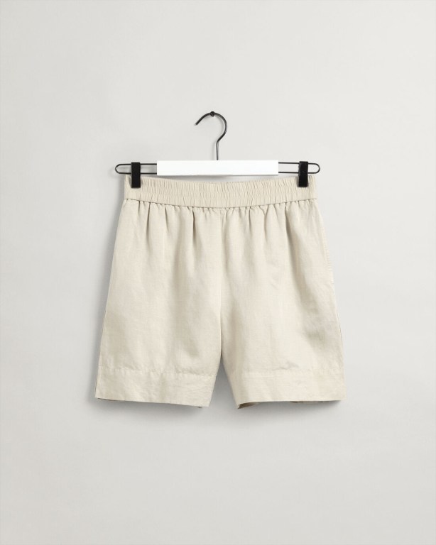 Gant Linen Viscose Pull-On Women's Shorts Beige | MDEO4uk0Sjo